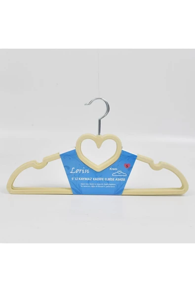 Lorin 15'li Kadife Kaydırmaz Elbise Askısı Krem - Resim 5