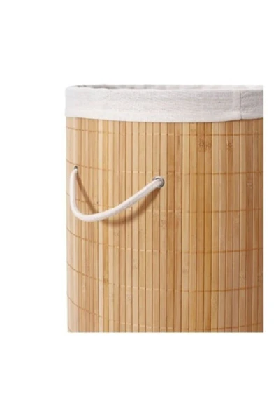 TTT DecoHandy Yuvarlak Bambu Kirli Sepeti - MDN2040-1895 - Resim 2