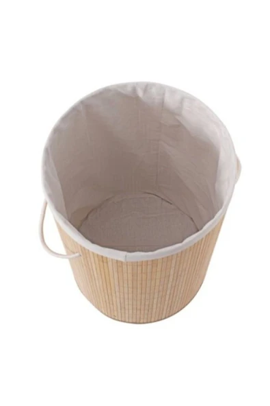 TTT DecoHandy Yuvarlak Bambu Kirli Sepeti - MDN2040-1895 - Resim 4