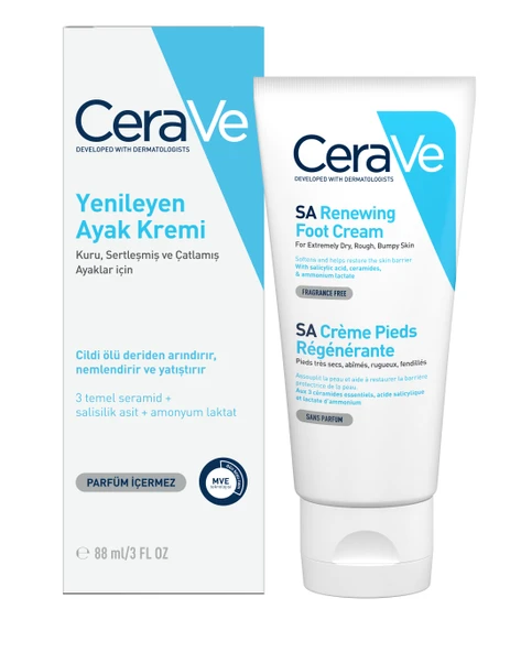 Cerave Yenileyen Ayak Kremi Kuru, Sertleşmiş ve Çatlamış Ayaklar 88 ml
