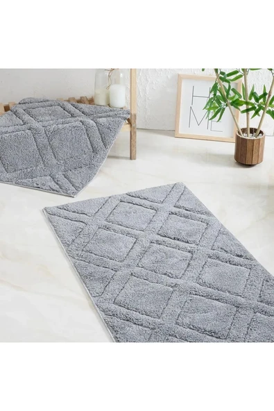 Schafer Home Elly Tafting 2 li Banyo Paspası 60x100-50x60 Cm-Antrasit