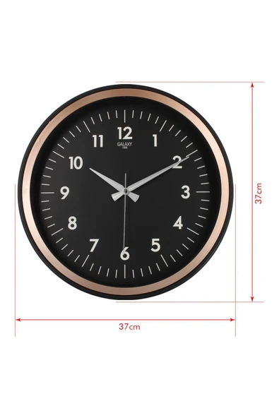 Siyah Kasa Bakır Çerçeve Duvar Saati 37 cm - 4