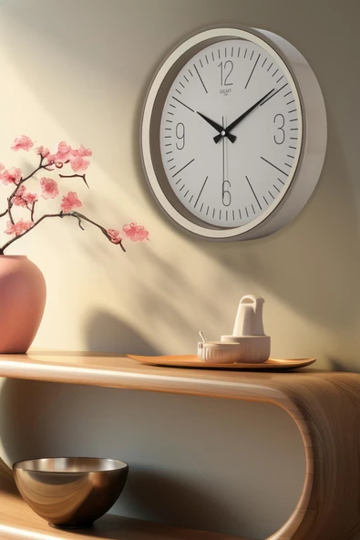 Kumbeji Kasa Krem Çerçeve Duvar Saati 37 cm