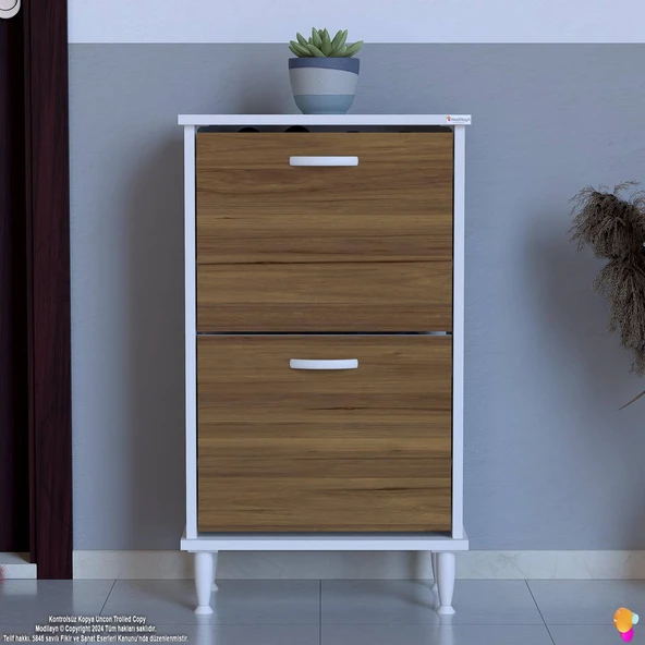 Modilayn UMAY Kapı Önü 52 x 90 x 25, 5 cm’ lik 2 Düşer Kapak 4 Göz Bölmeli Ayakkabılık - 4