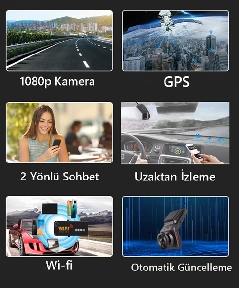 1080p Araç içi Kamera - 4g Araç Kamerası - GPS Takip Sistemi - Wifi - Sim Kartı Tak / Kullan - 3
