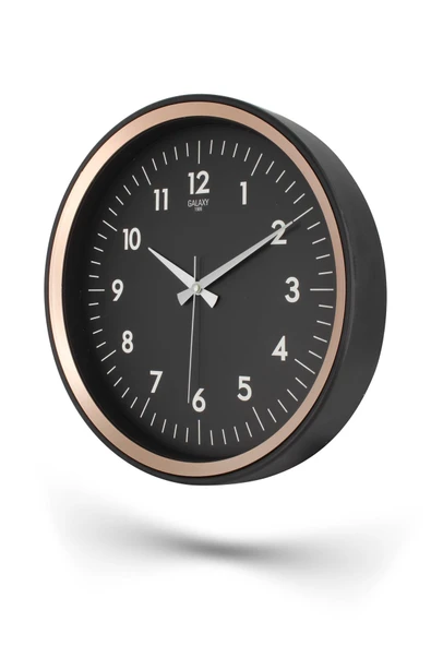 Siyah Kasa Bakır Çerçeve Duvar Saati 37 cm - 3