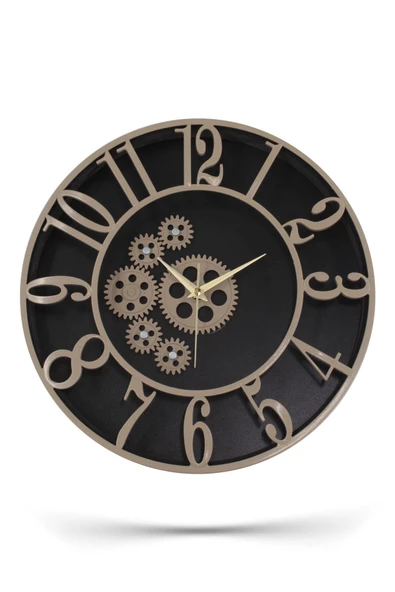 Çarklı Siyah Kasa Kumbeji Rakam Duvar Saati 34 cm - 2