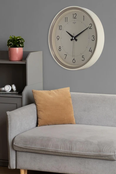 Krem Kasa Kumbeji Çerçeve Duvar Saati 37 cm