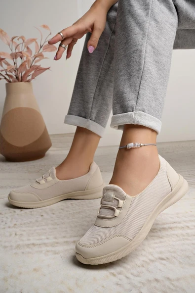 Albishoes Kadın Anne Bağcıksız Kolay Giyim Günlük Yürüyüş Babet Ayakkabı Anatomik Spor Ayakkabı
