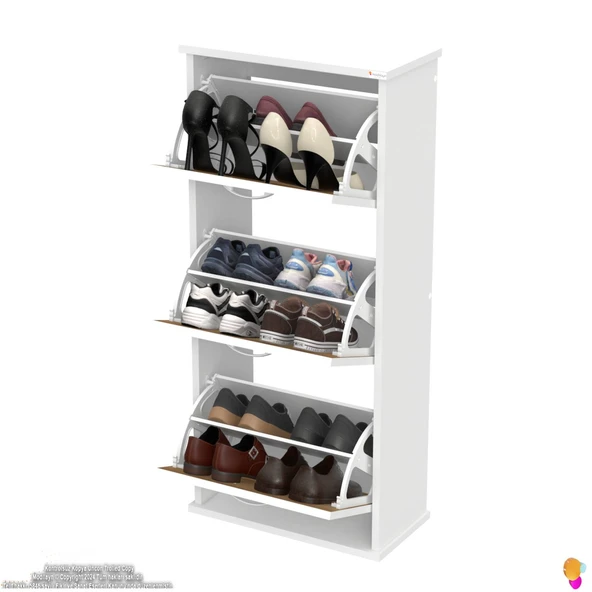 Modilayn VARBİ Asma Kapı Önü 52x115x26 cm’ lik 3 Düşer Kapak 6 Göz Bölmeli Ayakkabılık - 5