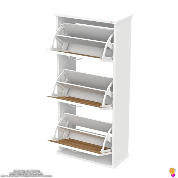 Modilayn VARBİ Asma Kapı Önü 52x115x26 cm’ lik 3 Düşer Kapak 6 Göz Bölmeli Ayakkabılık - 7