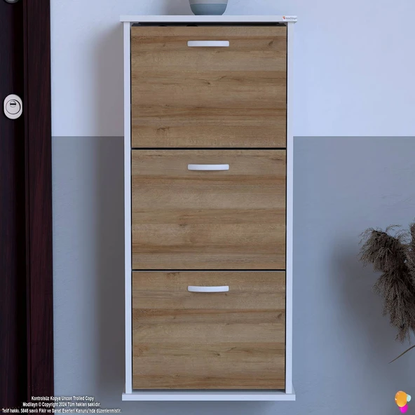 Modilayn VARBİ Asma Kapı Önü 52x115x26 cm’ lik 3 Düşer Kapak 6 Göz Bölmeli Ayakkabılık - 4