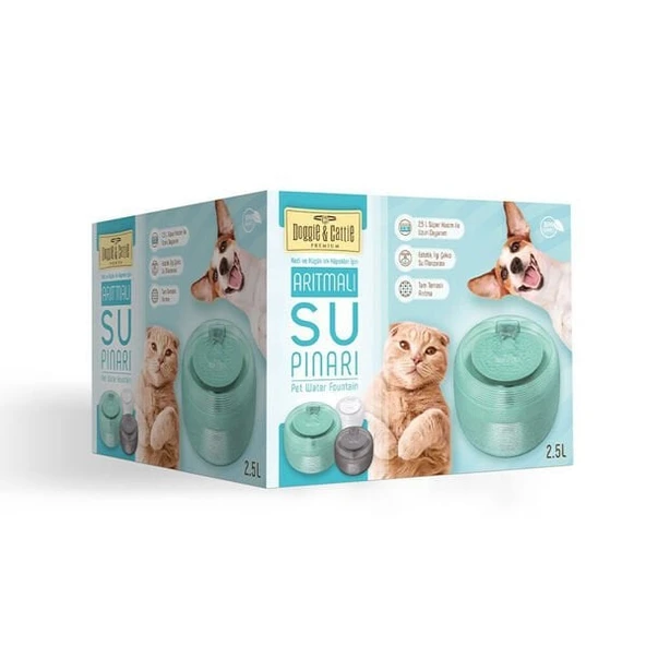Cattie Kedi ve Köpek Klasik Model Arıtmalı Su Pınarı Yeşil 1 W 2.5 Lt - 2