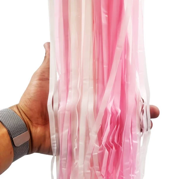 Pembe Beyaz Geçişli Masa Püskülü 240x 75 cm