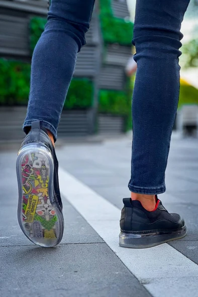 CH181 RRT İpekyol  Erkek Ayakkabı SIYAH - KIRMIZI - Resim 2