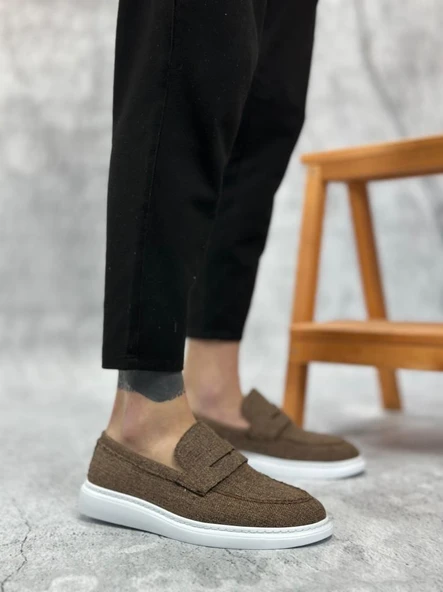 Bağcıksız Keten Kahverengi Klasik Corcik Erkek Ayakkabı - Resim 2