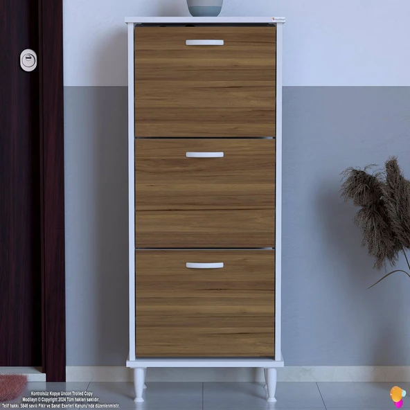 Modilayn VARBİ Kapı Önü 52 x 127 x 25, 5 cm’ lik 3 Düşer Kapak 6 Göz Bölmeli Ayakkabılık - Resim 4