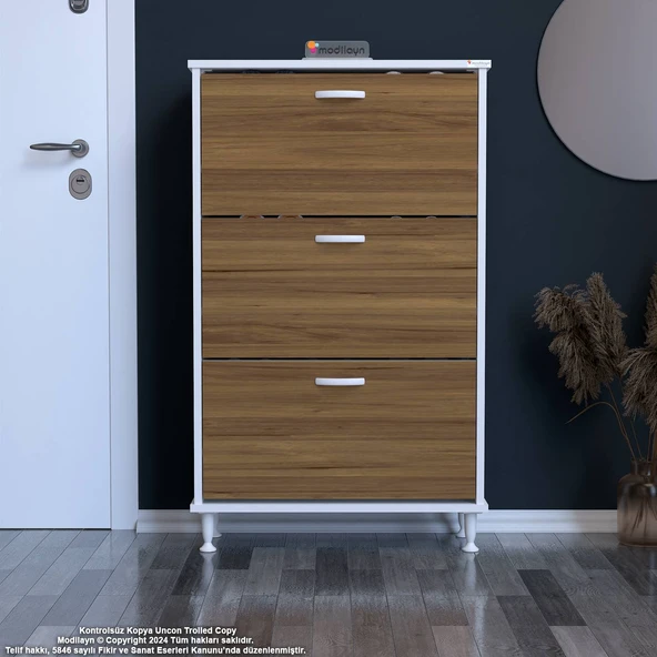 Modilayn VARBİ Antre Hol 72x 127x 26 cm lik 3 Düşer Kapak 6 Göz Bölmeli Ayakkabılık - 5