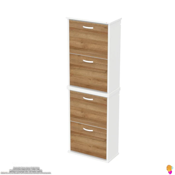 Modilayn UMAY' 2 Li Asma Antre Hol 52x156x26 cm’ lik 4 Düşer Kapak 8 Raf Bölmeli Ayakkabılık - 6