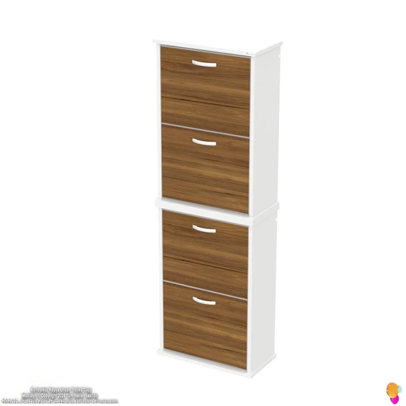 Modilayn UMAY' 2 Li Asma Antre Hol 52x156x 26 cm’ lik 4 Düşer Kapak 8 Raf Bölmeli Ayakkabılık - 6