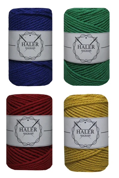 Büklüm 3 Büküm, Taranan Makrome, Pamuk Makrame, Halat İp, Üç Büküm, Hobi İpi, 250 Gr - 4