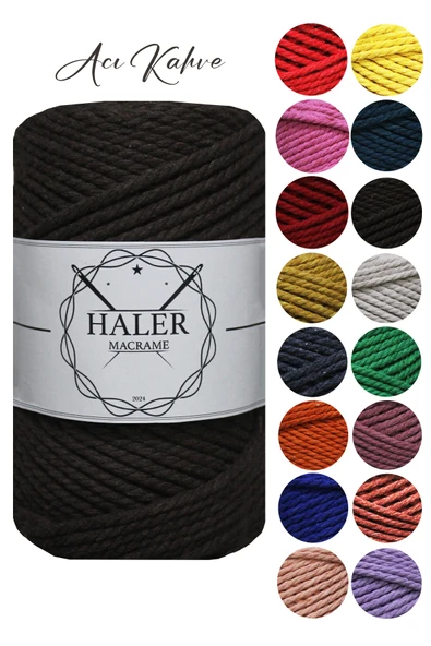Büklüm 3 Büküm, Taranan Makrome, Pamuk Makrame, Halat İp, Üç Büküm, Hobi İpi, 250 Gr