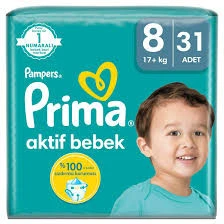 Prima Aktif 8 Numara XXX Large 31'li Bebek Bezi ürün görseli 1