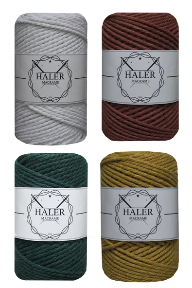 Büklüm 3 Büküm, Taranan Makrome, Pamuk Makrame, Halat İp, Üç Büküm, Hobi İpi, 250 Gr - 2