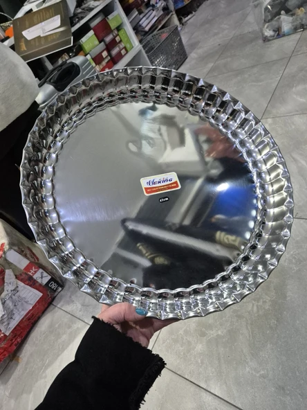 Paslanmaz Çelik Yer Sofrası 45 cm Çay Tepsisi Sini Parlak - 2