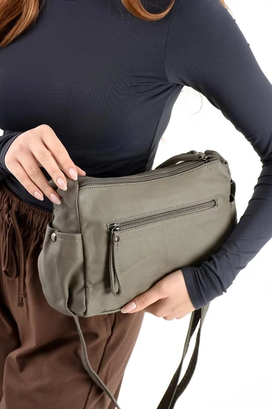 Y.S.Deri Kadın Omuz Çantası Çapraz Askılı Postacı Vegan Deri 25*20 Cm Bayan Omuz Çantası Çok Cepli - 11