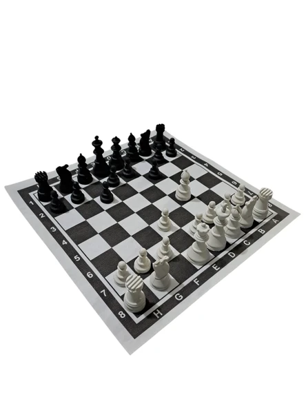 Rulo Satranç Takımı okullara Özel Büyük Bez Satranç 35x35 cm - 3