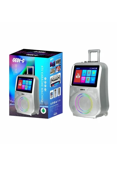 Android Dokunmatik Ekranlı Çift Mikrofon Karaoke Bluetooth Hoparlör Speaker Kumandalı RGB Işık GEDIG - 6