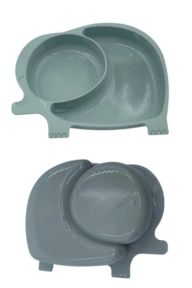 By Nevser® Bebek ve Çocuk için Sevimli Fil Model Desenli Yemek Bebek Mama Kabı Bölmeli Tabak - 5