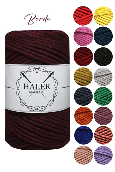 Büklüm 3 Büküm, Taranan Makrome, Pamuk Makrame, Halat İp, Üç Büküm, Hobi İpi, 250 Gr