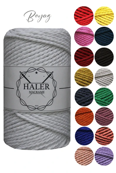 Büklüm 3 Büküm, Taranan Makrome, Pamuk Makrame, Halat İp, Üç Büküm, Hobi İpi, 250 Gr