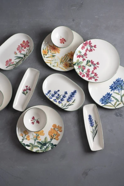 TABAK EVİ Porselen New Flower Garden Kahvaltı Takımı 6 Kişilik 14 Parça TVL14KAHPRS1109 - 2