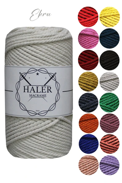 Büklüm 3 Büküm, Taranan Makrome, Pamuk Makrame, Halat İp, Üç Büküm, Hobi İpi, 250 Gr