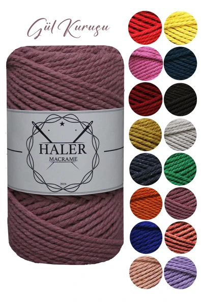 Büklüm 3 Büküm, Taranan Makrome, Pamuk Makrame, Halat İp, Üç Büküm, Hobi İpi, 250 Gr