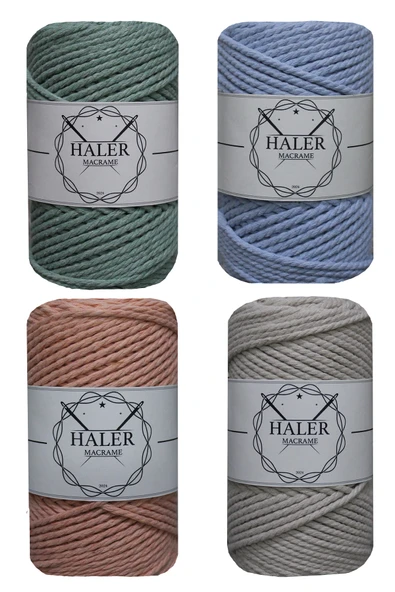 Büklüm 3 Büküm, Taranan Makrome, Pamuk Makrame, Halat İp, Üç Büküm, Hobi İpi, 250 Gr - 2