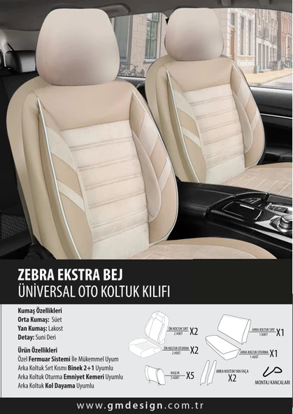 Fiat Grande Koltuk Kılıfı Zebra Bej