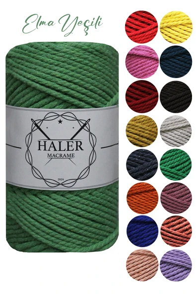 Büklüm 3 Büküm, Taranan Makrome, Pamuk Makrame, Halat İp, Üç Büküm, Hobi İpi, 250 Gr