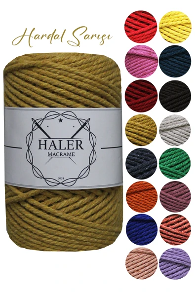 Büklüm 3 Büküm, Taranan Makrome, Pamuk Makrame, Halat İp, Üç Büküm, Hobi İpi, 250 Gr