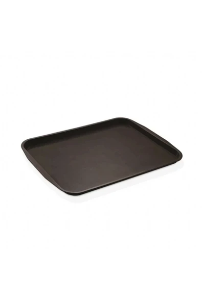 Siyah Midi Boy Plastik Servis Tepsisi  Kırılmaz Lokanta Büfe Fast Food Kullanım (44x32 Cm) - 2