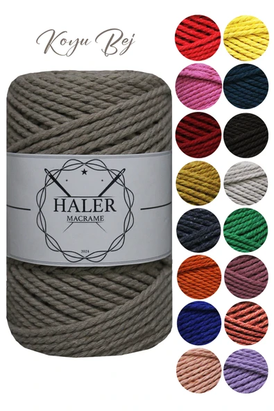 Büklüm 3 Büküm, Taranan Makrome, Pamuk Makrame, Halat İp, Üç Büküm, Hobi İpi, 250 Gr