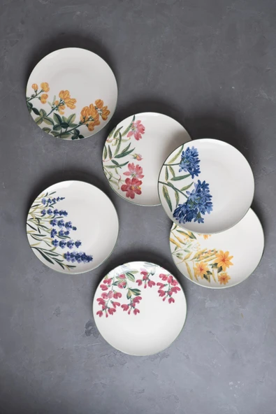 TABAK EVİ Porselen New Flower Garden Pasta Tabağı 20cm 6 Kişilik 6 Parça TVL6PTPRS1115 - 2