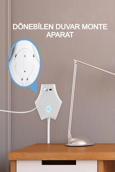3'lü Grup Priz 3 Priz 1 USB 1 Type-c Anahtarlı Çocuk Emniyetli Dönebilen Duvar Monte Aparatlı 1.5 M - 3