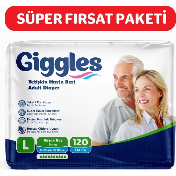 Giggles Belbantlı Büyük Boy L 30'lu 4 Adet Hasta Bezi
