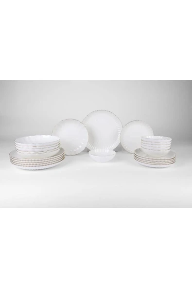 Kütahya Porselen Bone Luz Form Yemek Takımı Altın 48 Parça 12 Kişilik - 3