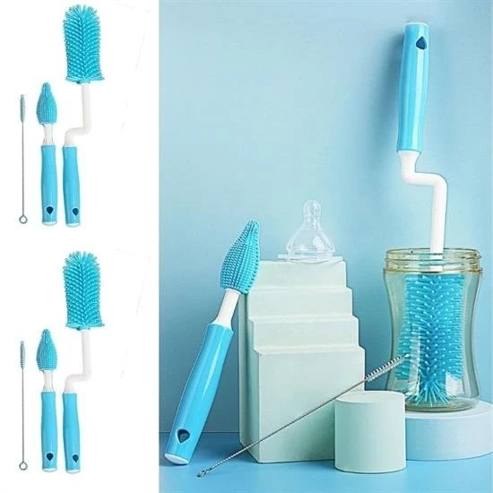 By Nevser® Silikon Uçlu Ekstra Yumuşak Kıllı Sağlam Kavanoz Bardak  Şişe Ve Biberon Temizleme Fırçası - 5