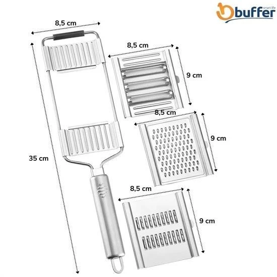 By Nevser® Ayarlanabilir 3 Farklı Başlıklı Tutmalı Sebze Dilimleyici Peynir Rendeleyici Aparat - 4